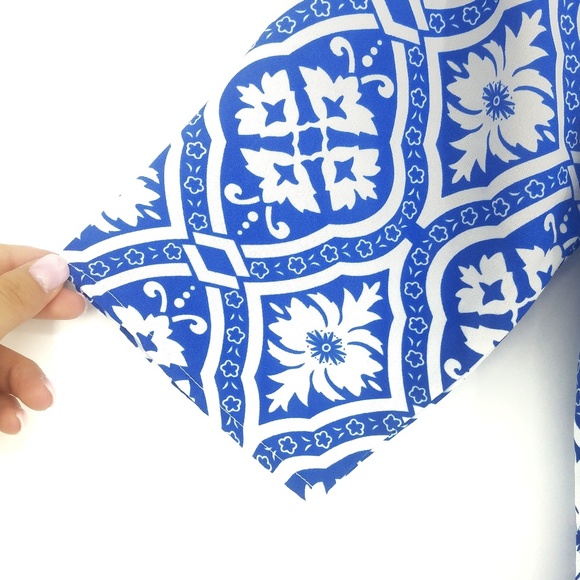 VIjo Couture Blue & White Patterned Slip Dress - Picture 4 of 7